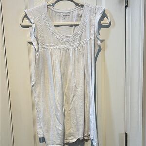 Lucky Brand White Ruffle-Accented Blouse